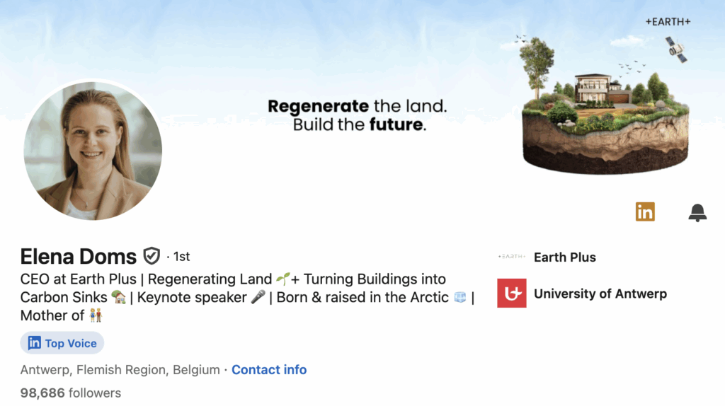 Screenshot of Elena Doms LinkedIn profile